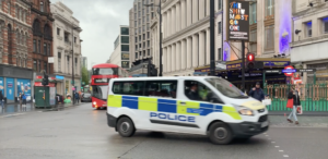 Police van patrolling central London