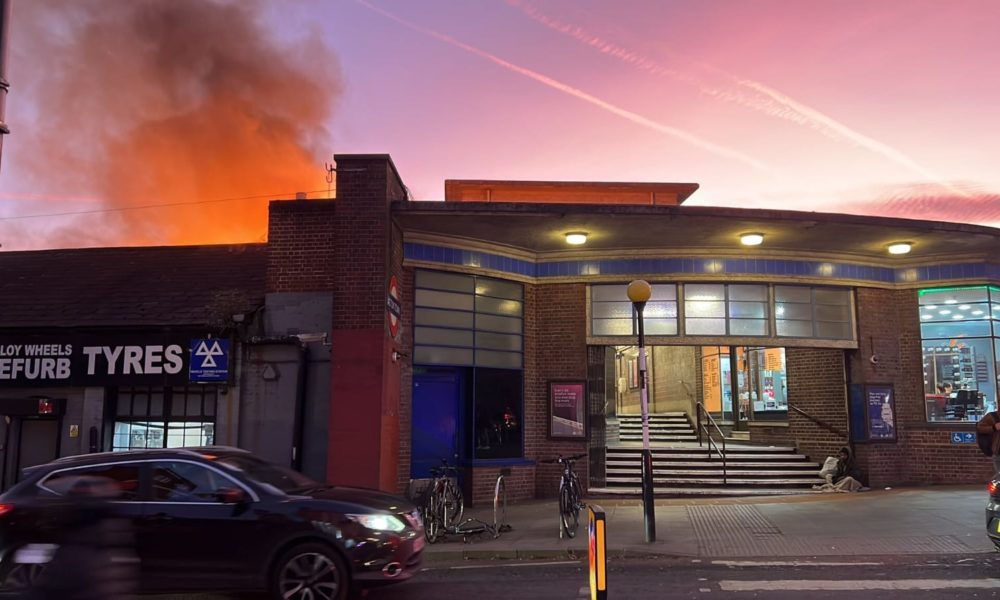 Picture of fire near Acton Town station in a garage