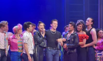 Picture of the cast of 'Grease' onstage for the finale megamix.