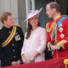(L-R) Prince Harry, Prince William and Kate
